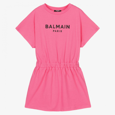 Shop Balmain Teen Girls Pink Logo Dress