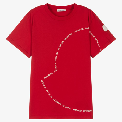 Shop Moncler Teen Boys Red Logo T-shirt