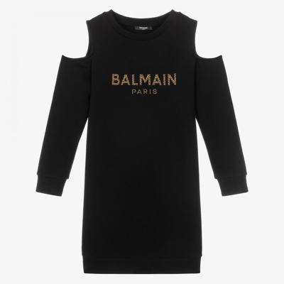 Shop Balmain Teen Girls Black & Gold Dress