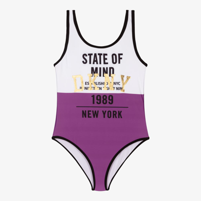 Shop Dkny Girls Teen Purple & White Swimsuit