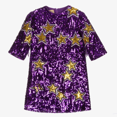 Shop Gucci Girls Purple Sequin Star Dress