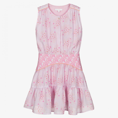 Shop Chloé Teen Girls Hearty Silk Dress In Pink