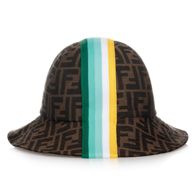 Shop Fendi Brown Ff Logo Cloche Hat