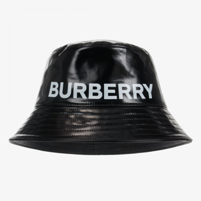 Shop Burberry Black Logo Bucket Hat