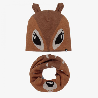 Shop Molo Brown Fawns Hat & Snood Set