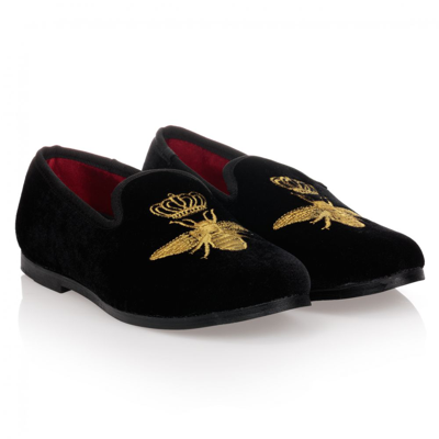 Shop Romano Boys Black Velvet Bee Shoes