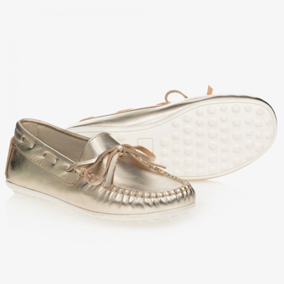 Shop Children's Classics Gold Leather Loafers