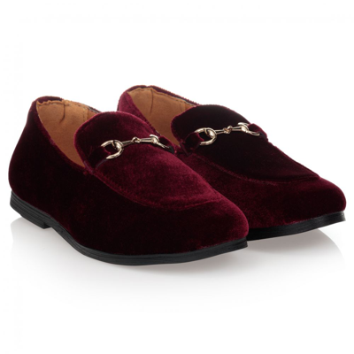 Shop Romano Boys Red Velvet Loafers