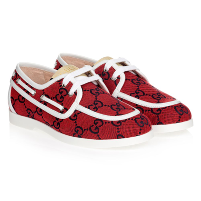 Gucci Kids' Red & Blue Gg Boat Shoes | ModeSens