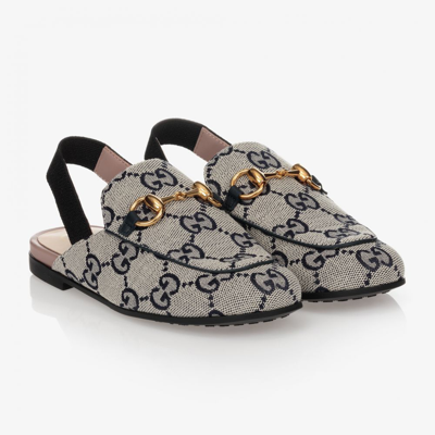 Shop Gucci Blue Gg Princetown Mules