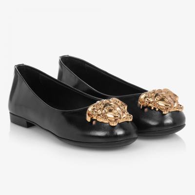 Shop Versace Girls Teen Black & Gold Shoes