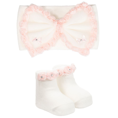 Shop Beau Kid Girls Ivory Headband & Socks Set