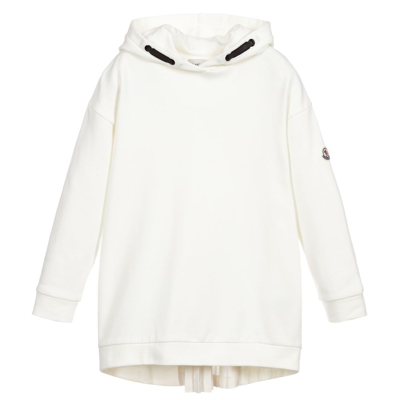 Shop Moncler Girls White Cotton Sweatshirt Dress