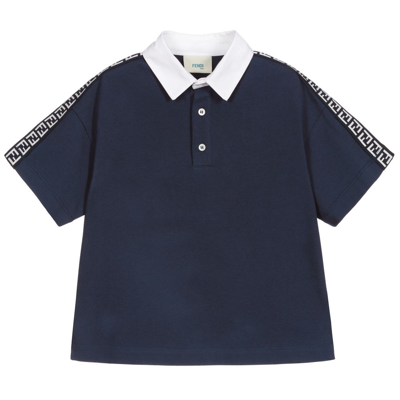 Shop Fendi Boys Blue Piqué Ff Polo Shirt