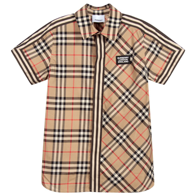 Shop Burberry Teen Boys Vintage Check Shirt In Beige