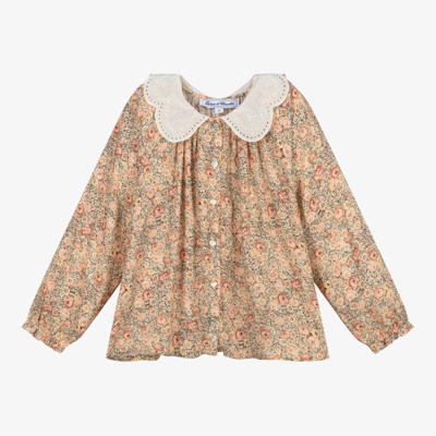 Shop Tartine Et Chocolat Girls Pink Floral Viscose Blouse