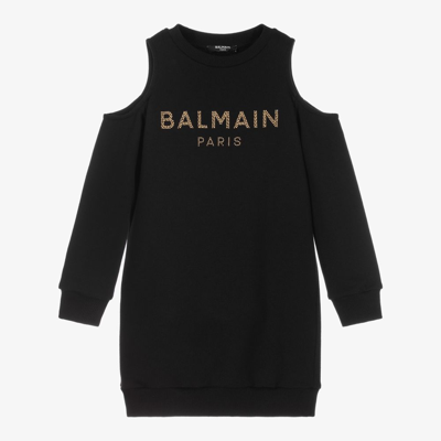 Shop Balmain Girls Black Sweatshirt Dress