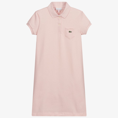Lacoste Girls' Short-sleeve Petit Pique Polo Dress Little Kid, Big Kid In Pink |