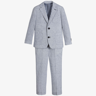 Shop Romano Boys Blue Linen & Cotton Suit