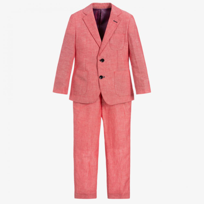 Shop Romano Boys Red Linen Suit