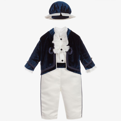 Shop Andreeatex Boys Blue Velvet Suit Set