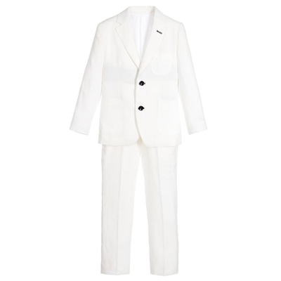 Shop Romano Boys White Linen & Cotton Suit
