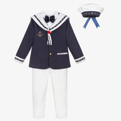 Shop Andreeatex Boys Navy Blue & White Sailor Suit