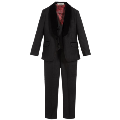 Shop Romano Boys Black Velvet Trim Suit