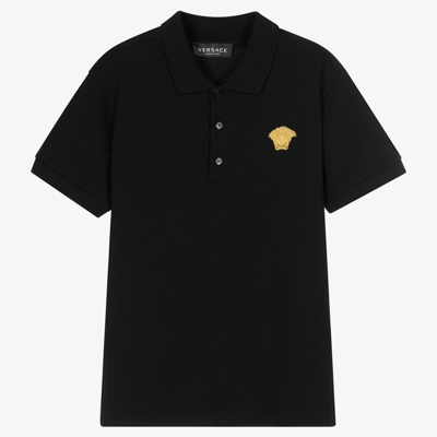 Shop Versace Boys Teen Black Medusa Polo Shirt
