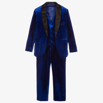 Shop Romano Boys Blue Velvet Suit