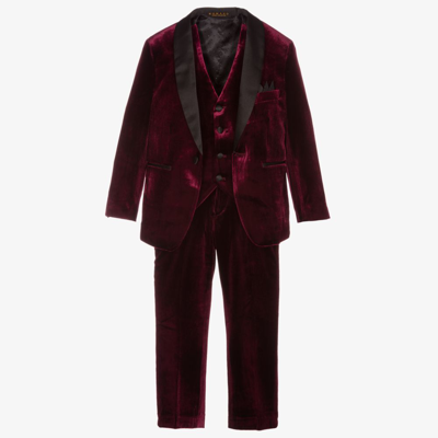 Shop Romano Boys Red Velvet Suit