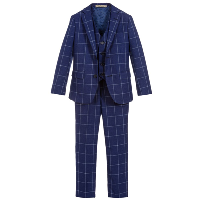 Shop Romano Boys Blue Check Suit