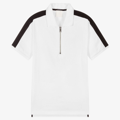 Shop Givenchy Teen Boys White Zip Polo Shirt