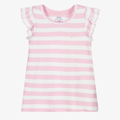 Shop Polo Ralph Lauren Girls Pink Striped T-shirt