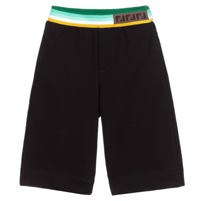 Shop Fendi Boys Black Jersey Shorts