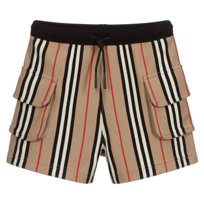 Shop Burberry Girls Teen Beige Icon Stripe Shorts