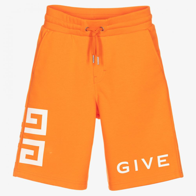 Shop Givenchy Teen Boys Orange Logo Shorts