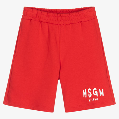 Msgm Cotton Shorts With Logo In Red