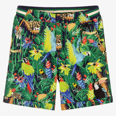 Shop Kenzo Boys Teen Green Tropical Shorts