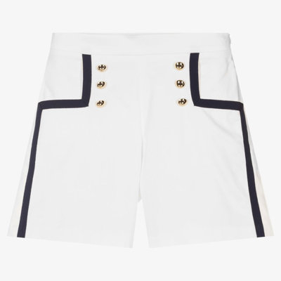 Shop Elie Saab Teen Girls White Cotton Shorts