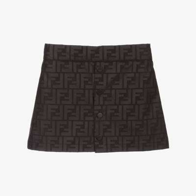 Shop Fendi Girls Black Ff Logo Skirt