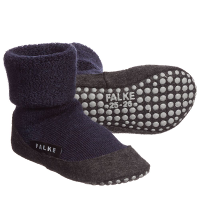 Shop Falke Navy Blue Wool Slipper Socks