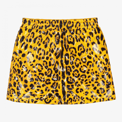 Shop Dolce & Gabbana Girls Yellow Leopard Quilted Skirt