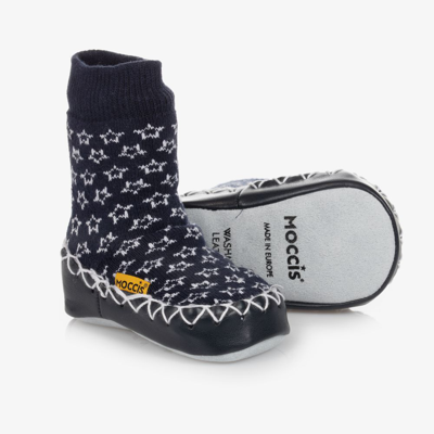 Shop Moccis Navy Blue Stars Slipper Socks