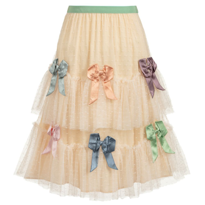 Shop Gucci Girls Ivory Tulle & Bows Skirt