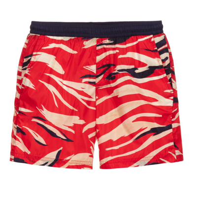 Shop Moncler Teen Boys Red Logo Swim Shorts