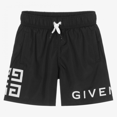 Shop Givenchy Boys Teen Black Logo Swim Shorts
