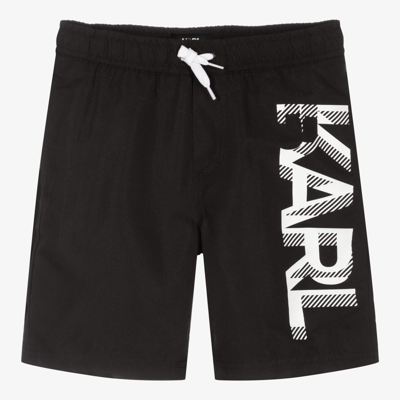 Shop Karl Lagerfeld Teen Boys Black Swim Shorts