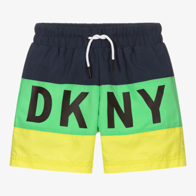 Shop Dkny Teen Boys Logo Swim Shorts In Blue