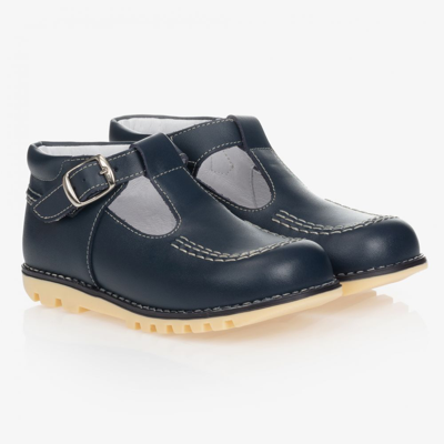 Shop Children's Classics Navy Blue Leather T-bar Shoes